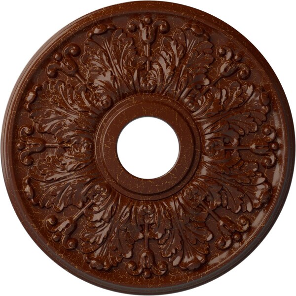 Ekena Millwork Apollo Medallion (Canopies up to 5 5/8"), 16 1/2"OD x 3 5/8"ID x 1 1/8"P, Burnished Mahogany Crackle CM16APBMC - main